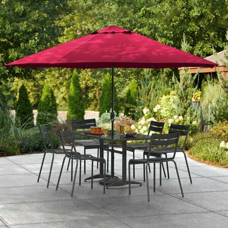 LANCASTER TABLE & SEATING 11' Strawberry Crank Lift Steel Umbrella 164UMBSS11RD